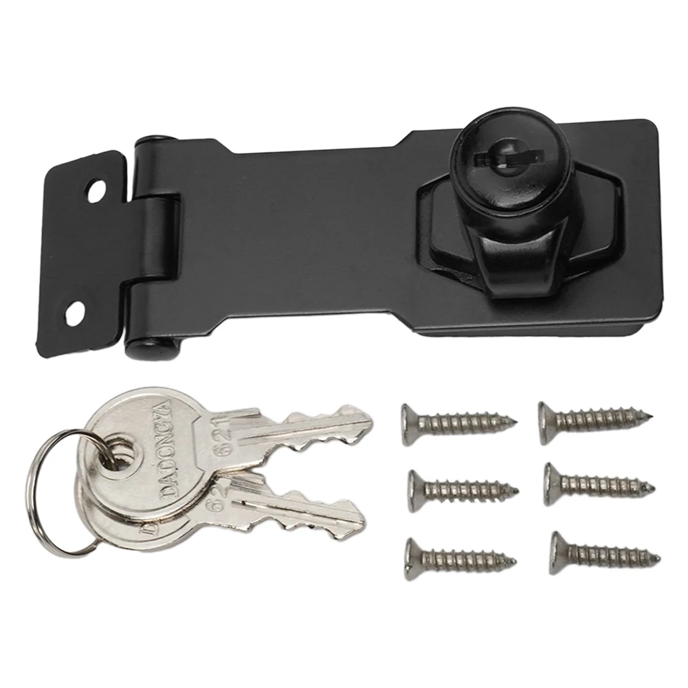 3inch Locking Hasp Black Zinc Alloy Home Security Drawer Latch No Open Hole Padlock Hasp With Key Desk File Cabinet Buckle