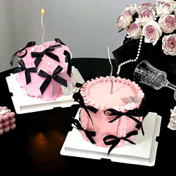 LaVenty 10 PCs Black Bow for Cake Decoration Balletcore Cake Ribbon Bow Aesthetic Bows Coquette Bows Cake Decoration