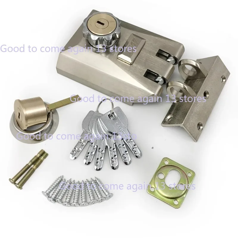 Outdoor Sliding Door Steel Gate Lock Strength Wheel Hook Warehouse Iron Door Lock Automatic Latch Exterior Double Open Sliding