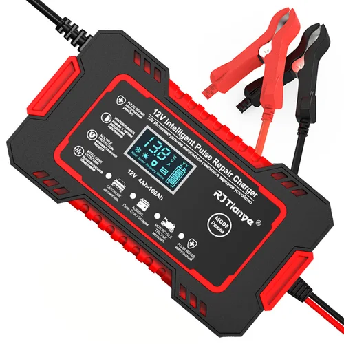Cargador de batería de coche 12V 6A cargador inteligente completamente automático pantalla LCD AGM GEL plomo ácido pulso reparación potencia coche motocicleta
