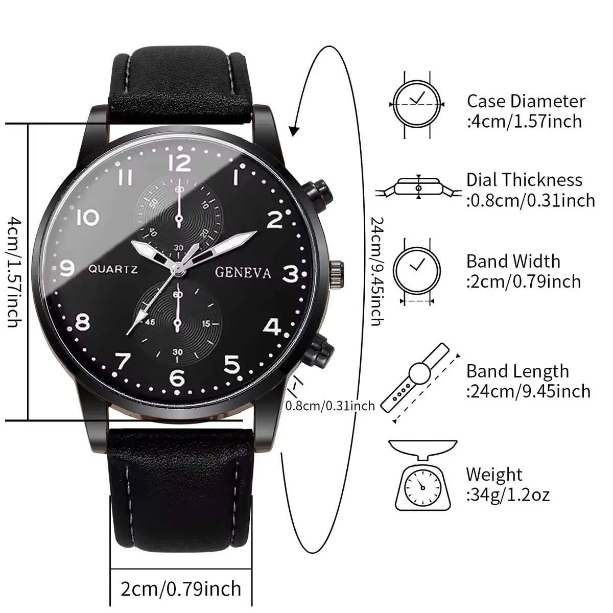 2 قطعة/المجموعة أزياء رجال الأعمال الساعات عارضة حزام من الجلد التناظرية كوارتز ساعة Reloj Hombre (بدون صندوق)