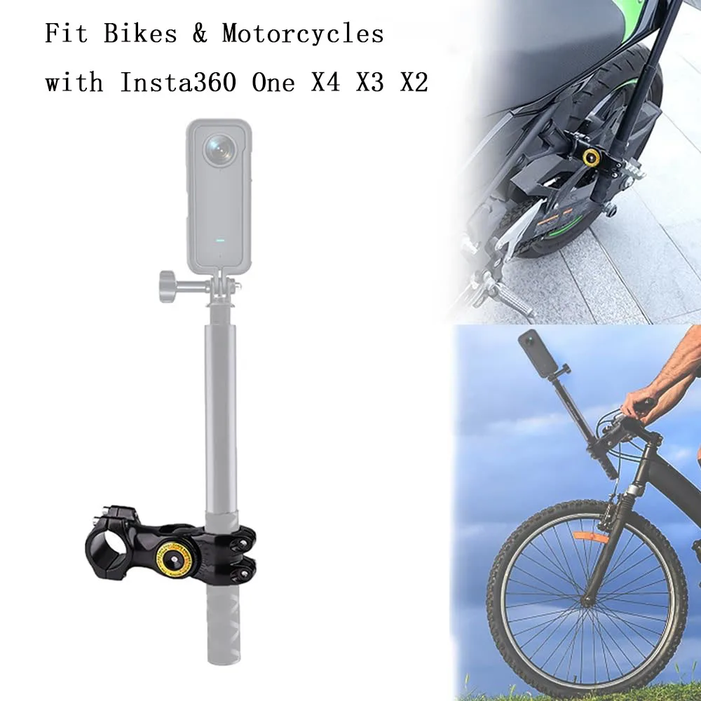 Motorcycle Bicycle Monopod Mount Selfie Stick Handlebar Bracket for Insta360 X4 X3 X2 GoPro 12 11 10 9 8 SJCAM Camera Accessory