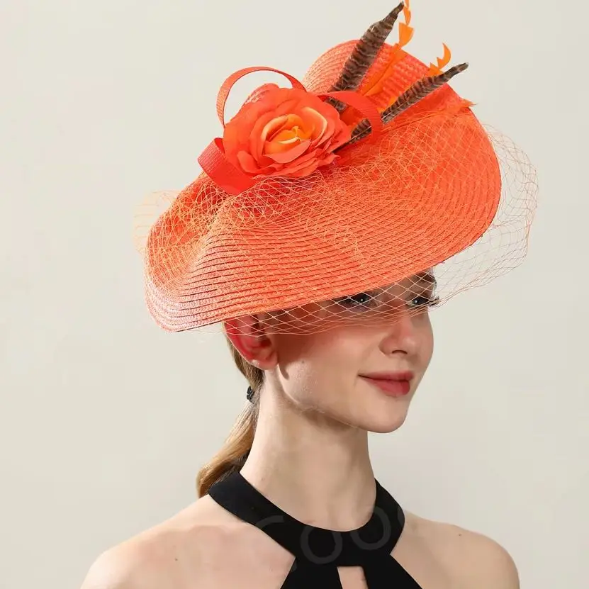 

Wedding Veils Hair Fascinator Hat Elegant Women Mesh Flower Headwear For Ladies Church Race Headpiece Bride Hair Accessories