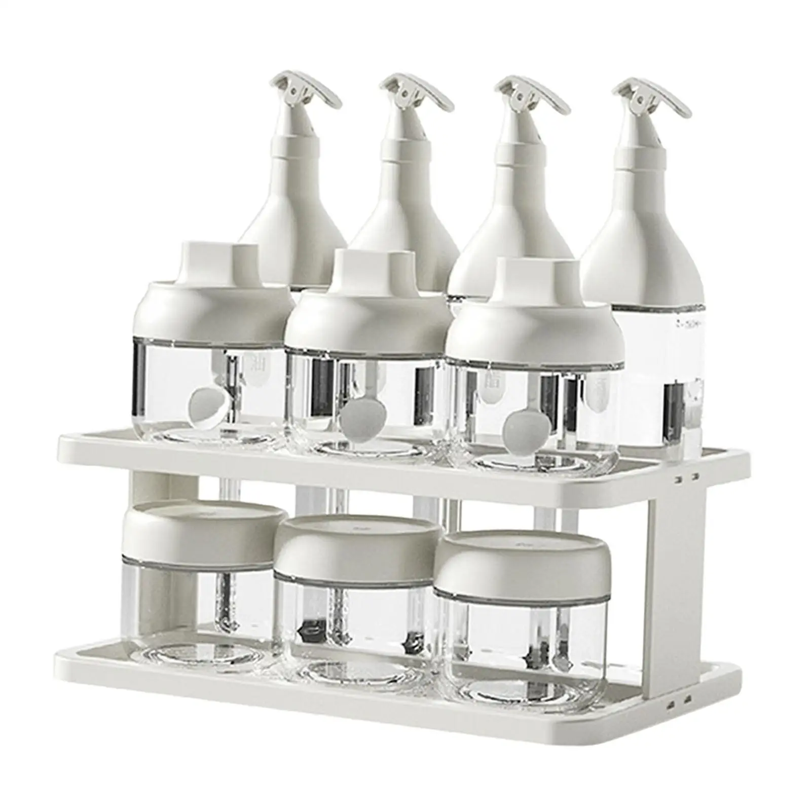 Heavy Duty Spice Rack Organizer for Kitchen Counter 2 Layer Storage Shelf with Seasoning Jars and Oil Bottle Set