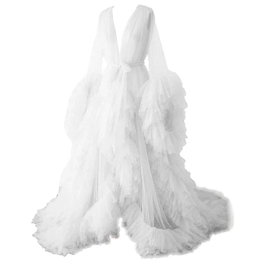 อาบน้ำเด็ก Dressing Gown มุมมอง Sheer กระโปรงยาว Tulle Robe Puffy ชุดนอนสำหรับเด็กเด็กสาว