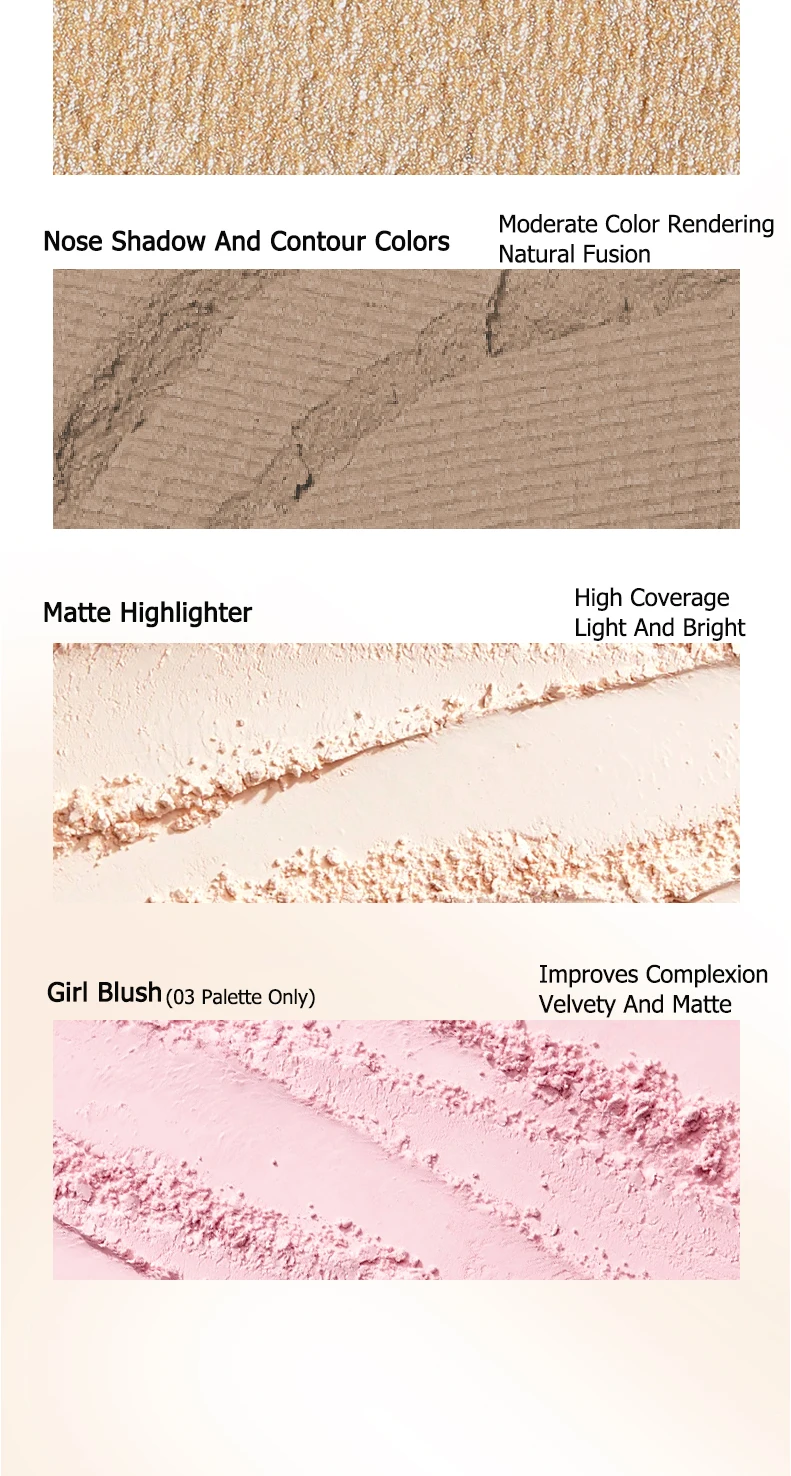 VEECCI Highlighter Kontur-Matt-Puder-Palette, aufhellender Nasen-Schatten, matt-schimmernder Bronzer, Nude, einfach aufzutragen, natürliches Make-up – Detail 13