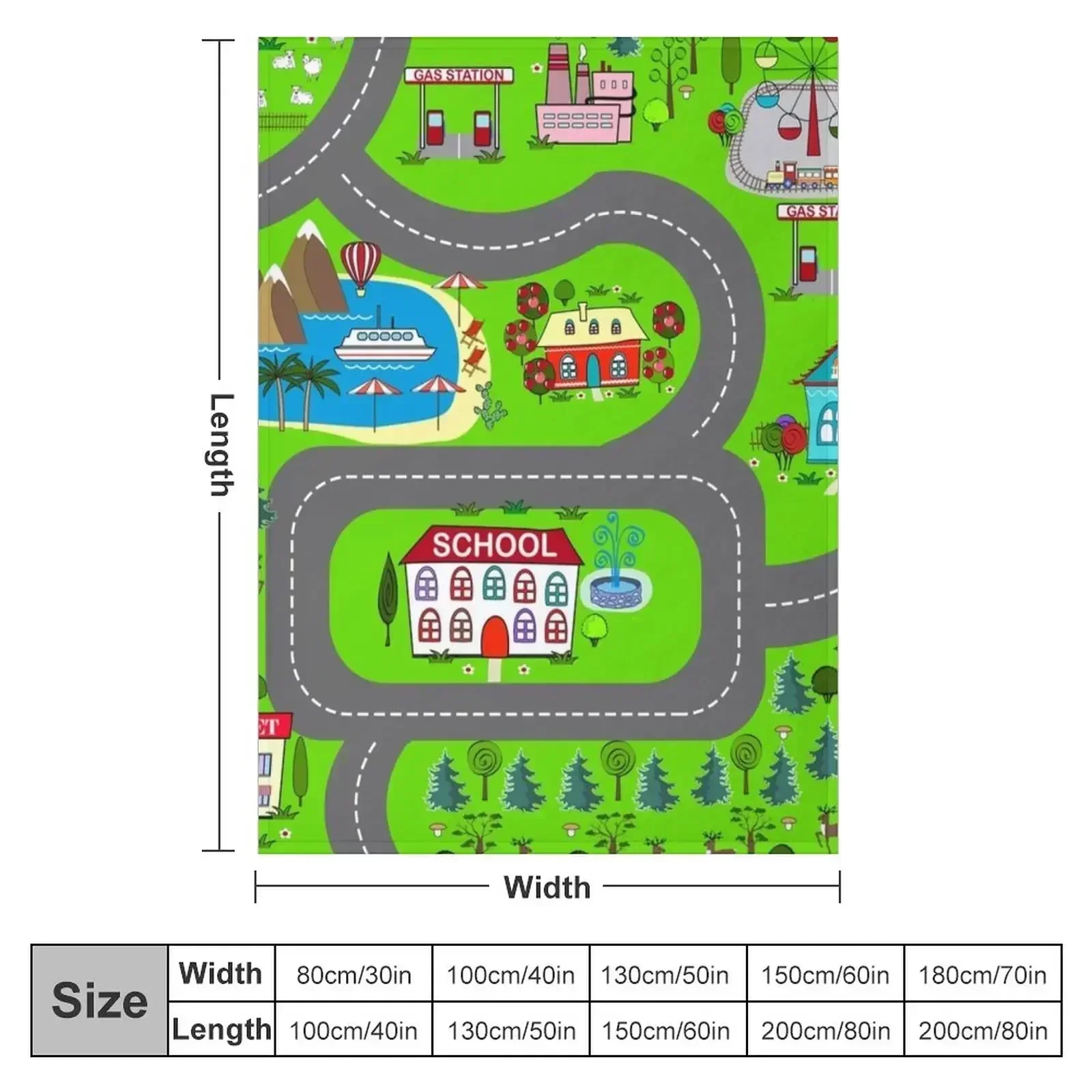 Kids Street Road Cars House Throw Blanket couch cozy soft plush fuzzy picnic outdoor blanket