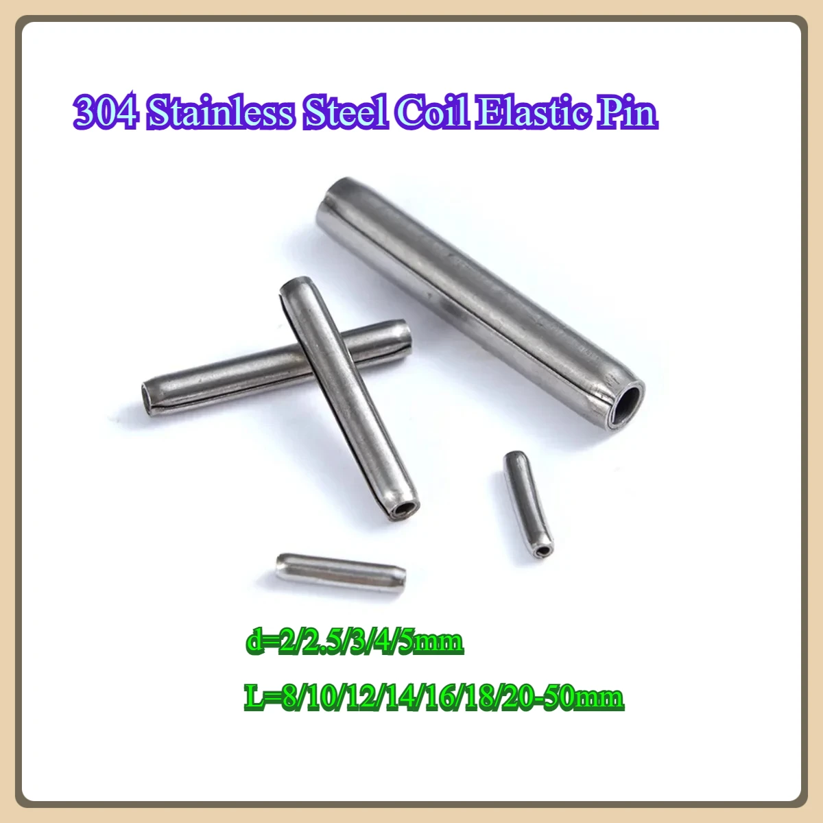304 Stainless Steel Coil Elastic Pin Standard Double Helix Cylindrical Pin M2M3M4M5