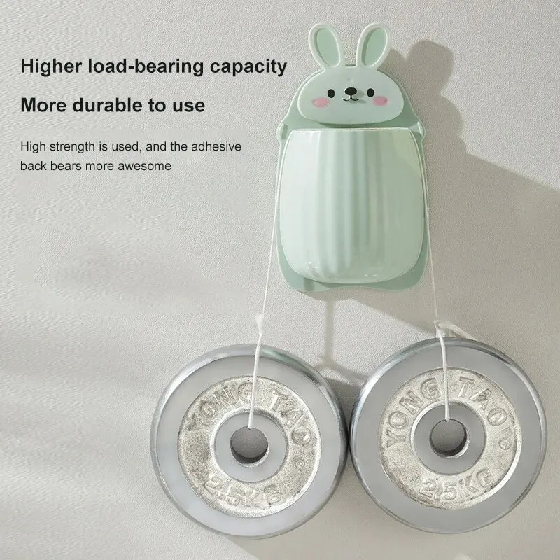 1pc Cute Rabbit Storage Rack No Punching Marking Required Makeup Brush Storage Box Bathroom Wall Mounted Toothbrush Holder