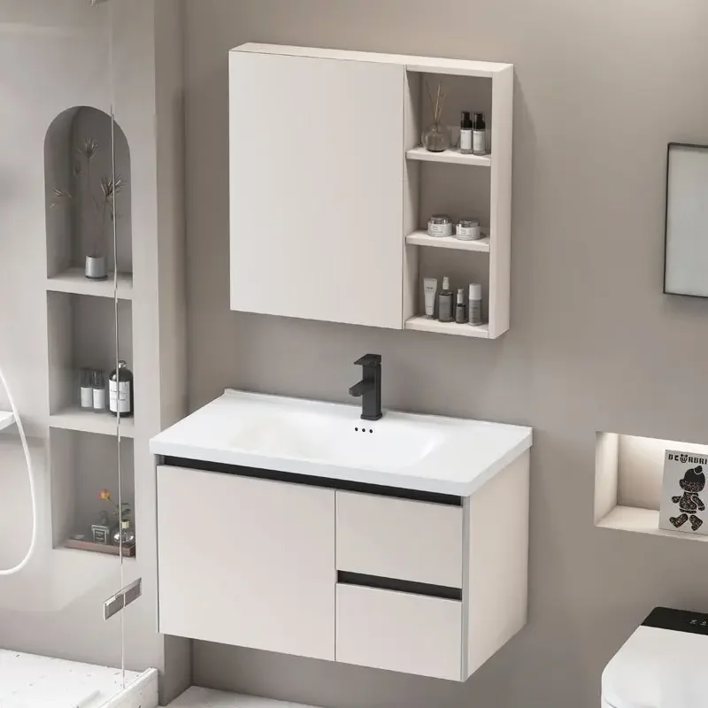 Thickened honeycomb aluminum waterproof bathroom cabinet 44/44CM wide and narrow side bathroom cabinet integrated ceramic