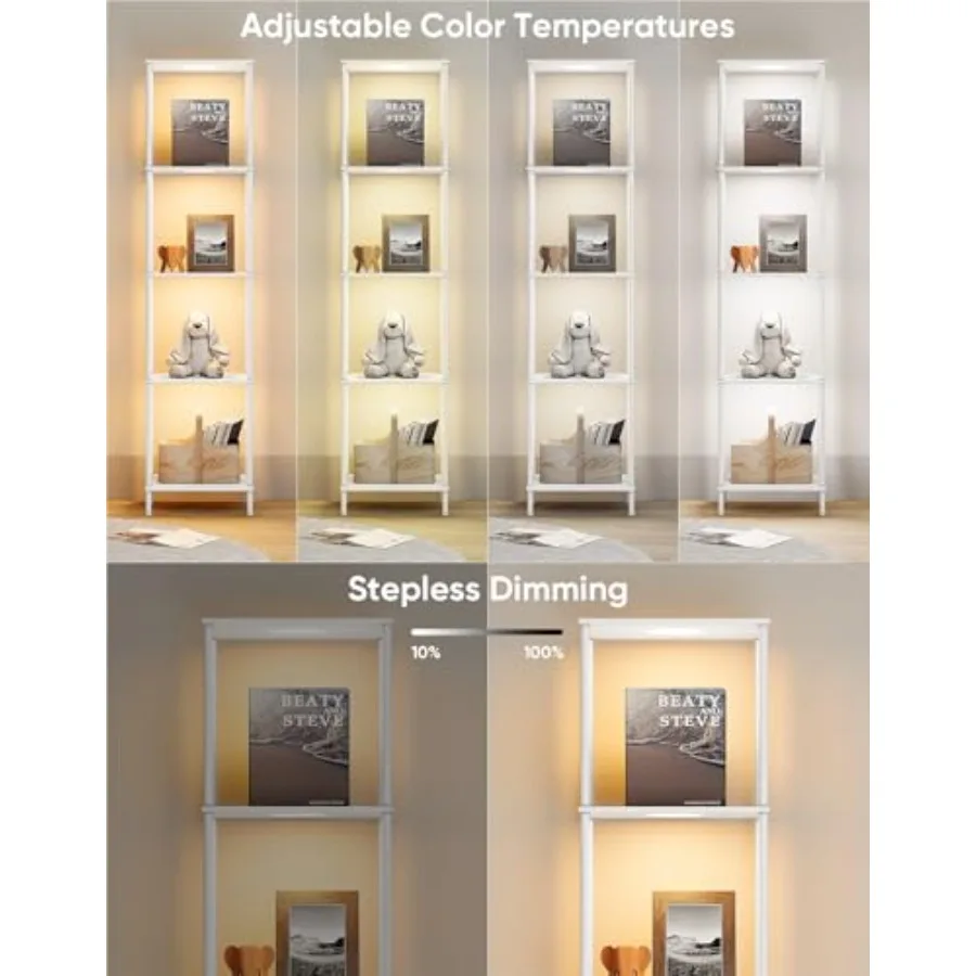 Lamp showcasing collectibles on its shelves