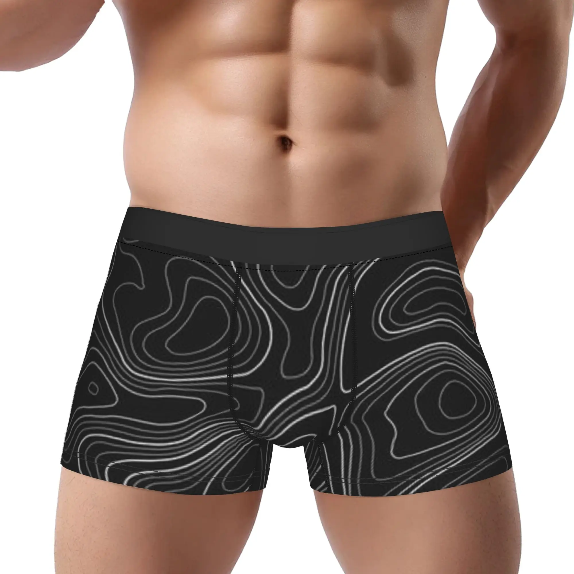 Circular Lines (4) Contour Line Underpants Homme Panties Male Underwear Ventilate Shorts Boxer Briefs
