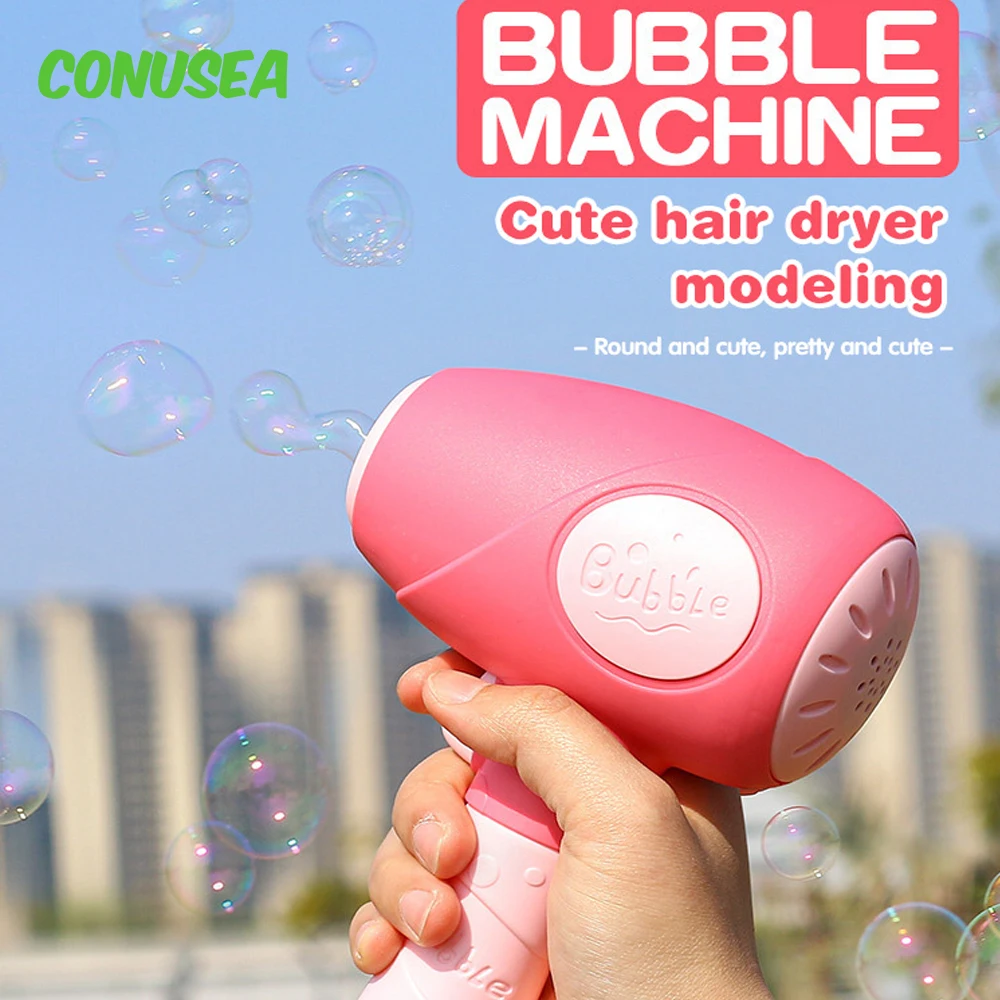 Bubble Gun Electric Hair Dryer Soap Bubbles Machine Blower Maker Kids Toys Birthday Party Games Wedding Children's Day Gift Toy