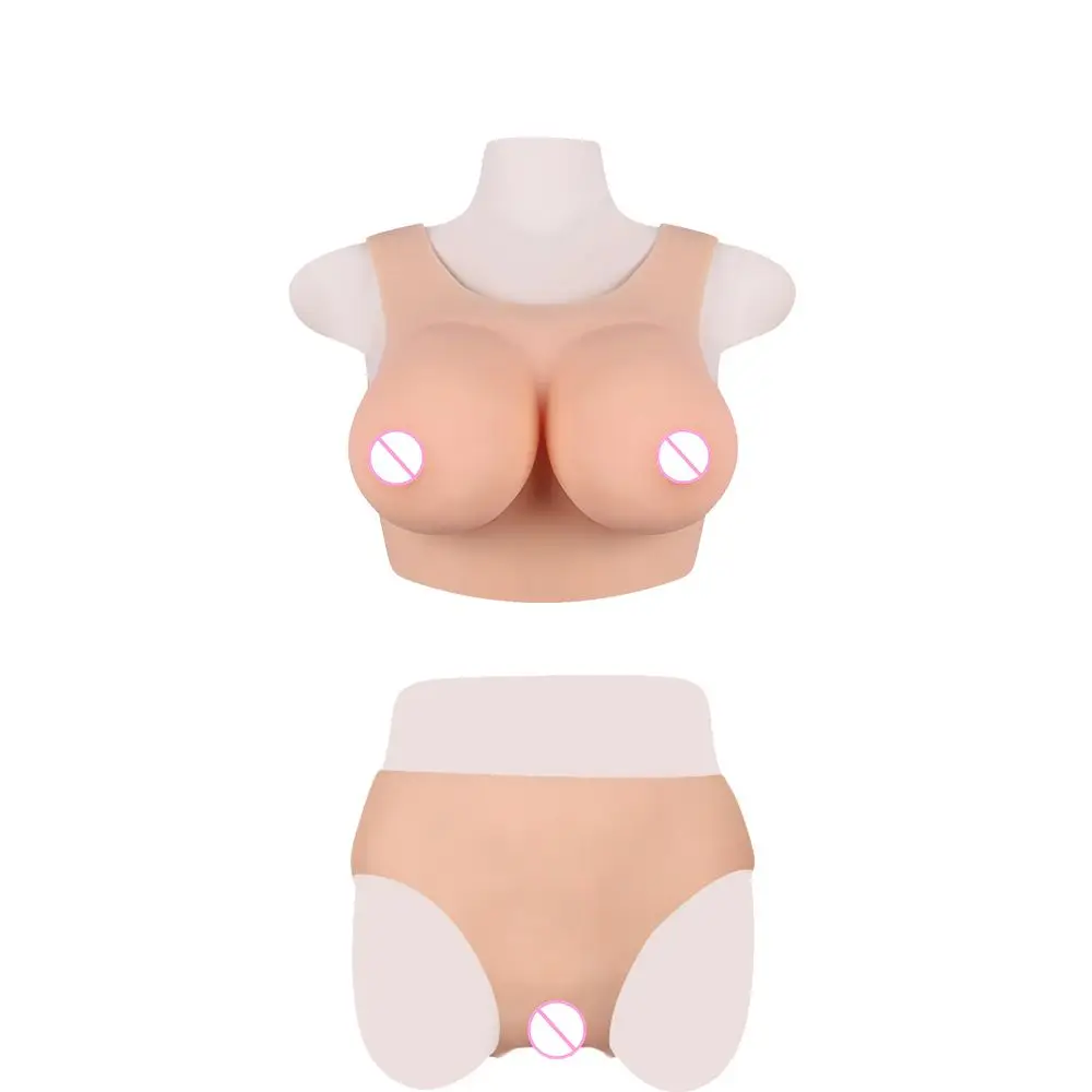 KOOMIHO Combo Sale Hollow Back Silicone Breast Forms B C D E G CUP and  Panties Silicone Penetratable Vagina Boxer Briefs Men 1G