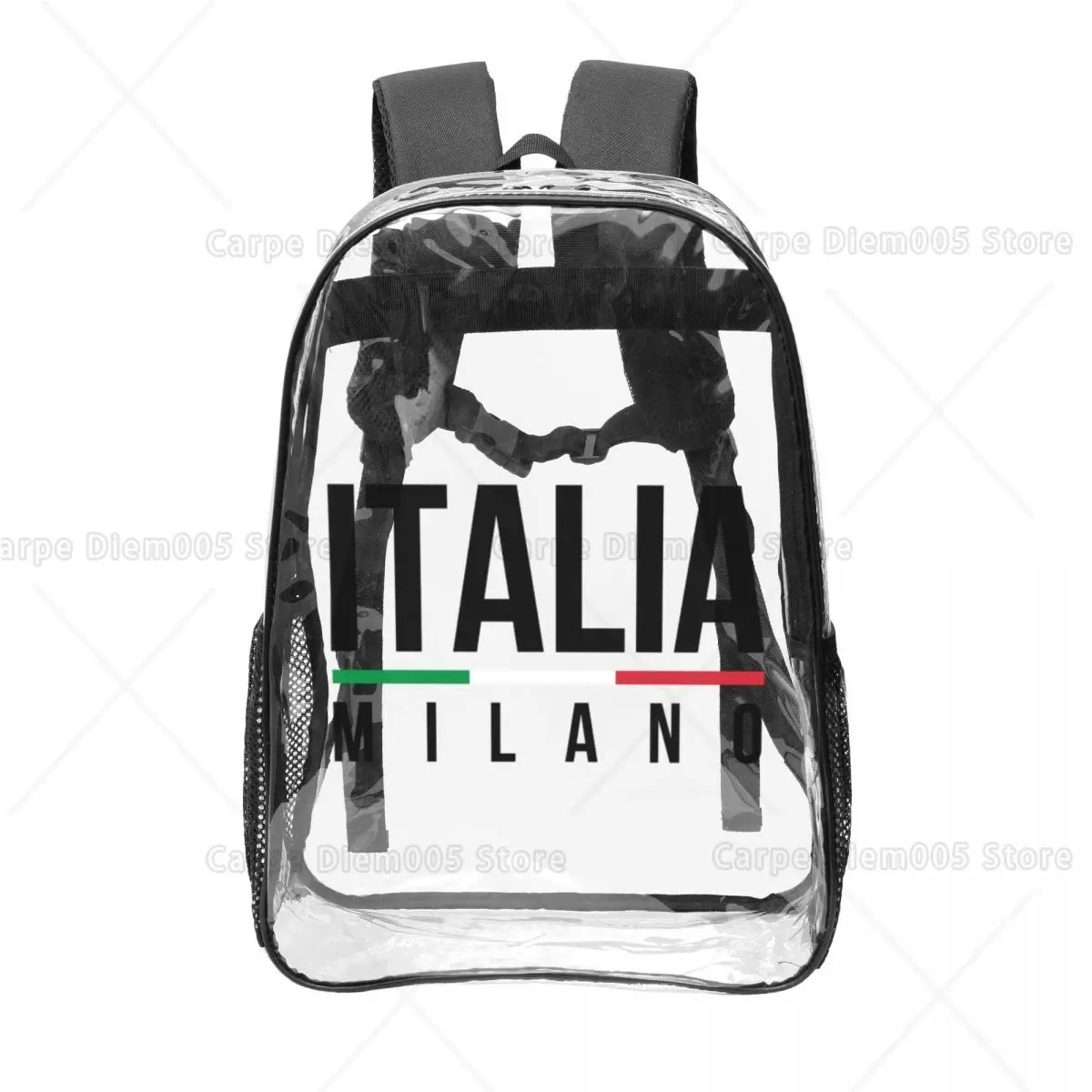 

Прочная прозрачная сумка с дизайном в виде итальянских флагов, идеально подходит для путешествий, школы и мероприятий на стадионах, идеально подходит для любителей Италии.