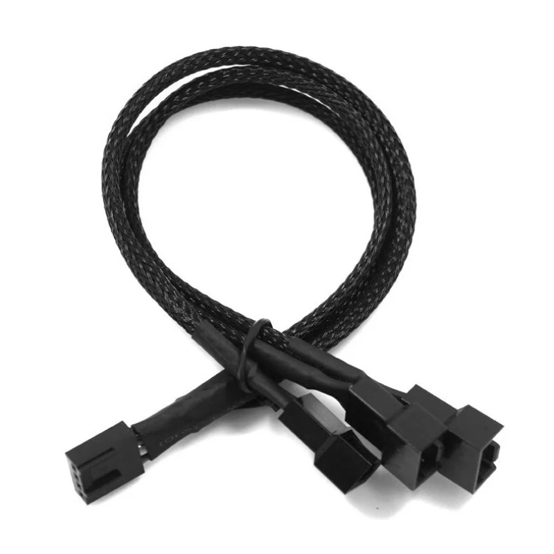 4-Pin Case Fan Extension Cable for Computer Motherboard 3-Pin 1-to-3 Splitter Cable with PWM Smart Temperature Control Support