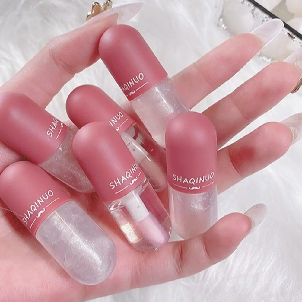 Bálsamo labial nutritivo hidratante com brilho labial transparente que muda de cor com brilho espelhado, fórmula leve com água para lábios suculentos e rechonchudos