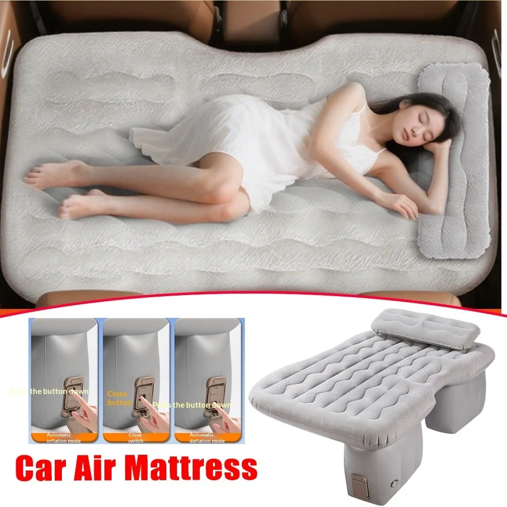 Self Inflating Durable All Season Car Air Mattress SUV Rear Seat Portable Bed Flocked Foldable Comfortable for Travel Camping