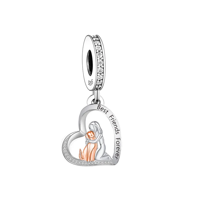 

Fit Original Pan Charm Bracelet 925 Sterling Silver Dog And Girl Best Friends Forever Bead For Making Women Berloque 2024