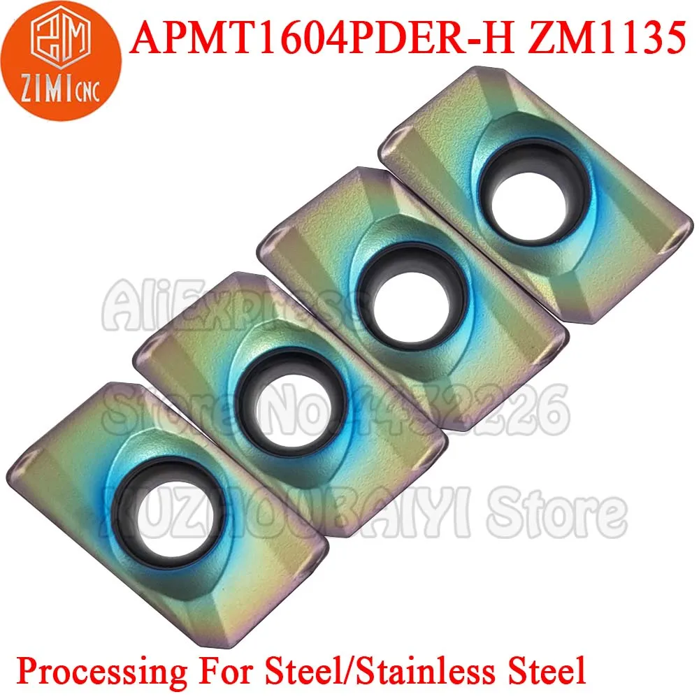 10 قطعة APMT1604PDER-H ZM1135 APMT1604PDER H APMT 1604 160408pder H ملاحق تفريز من الكربيد CNC قاطعة المطحنة BAP 400R فهرسة millin