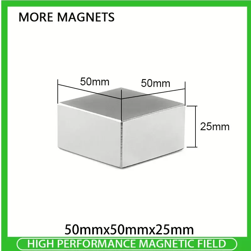 

50x50x25mm Neodymium Magnet N35 NdFeB Block Super Powerful Strong Permanent Metal Earth Magnetic Sheet