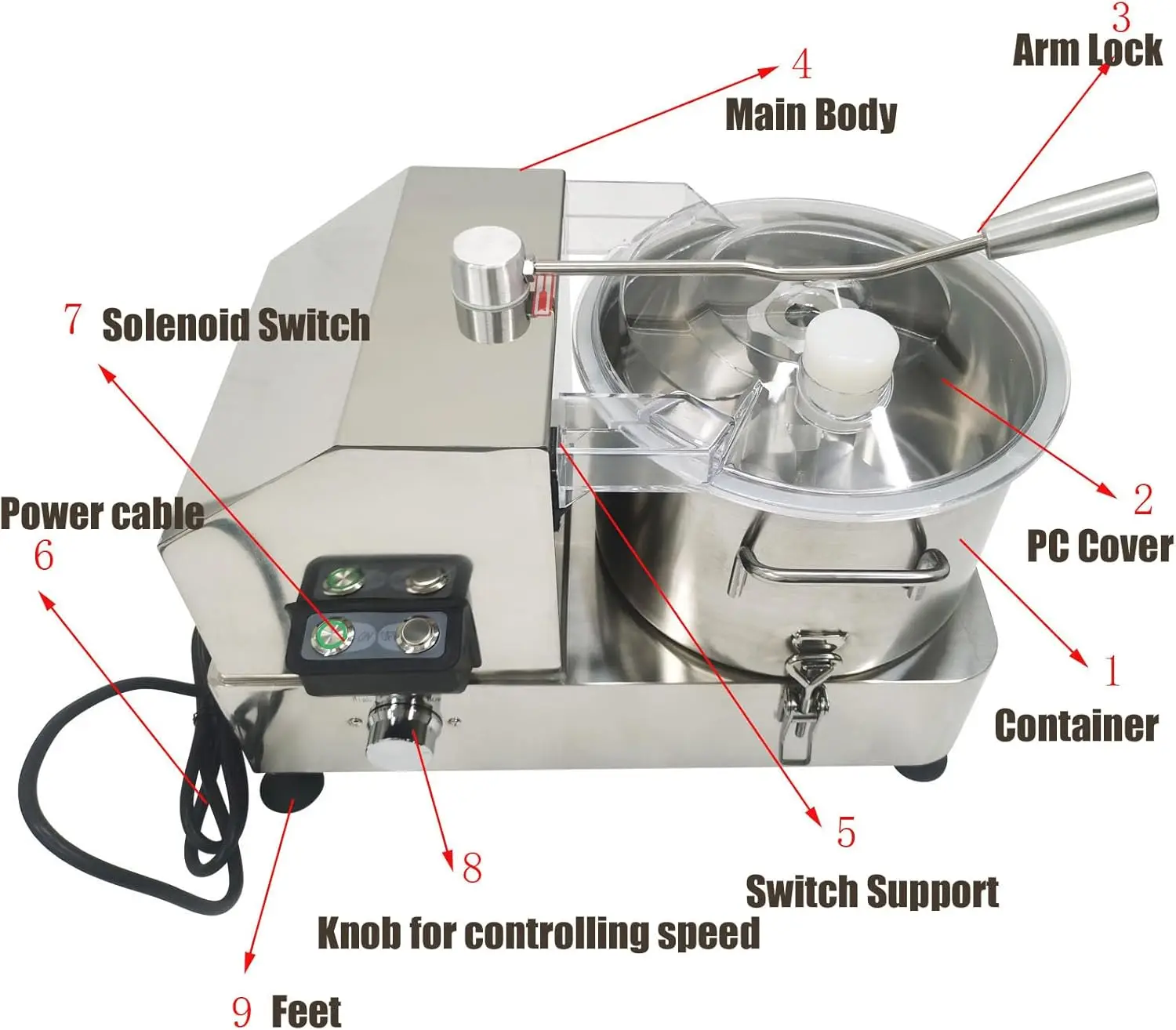 110V 6L Commercial Food Processor Meat Vegetable Food Processor Electric Multifunctional Food Shredder Vegetable Choppe