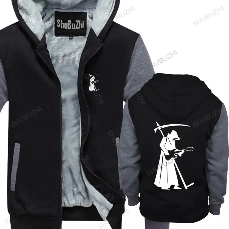 

Men thick hoodies pullover COOL GRIM REAPER GUITAR PLAYER ROCK METAL GOTH MUSIC HEAVY GIFT warm hoody homme bigger size