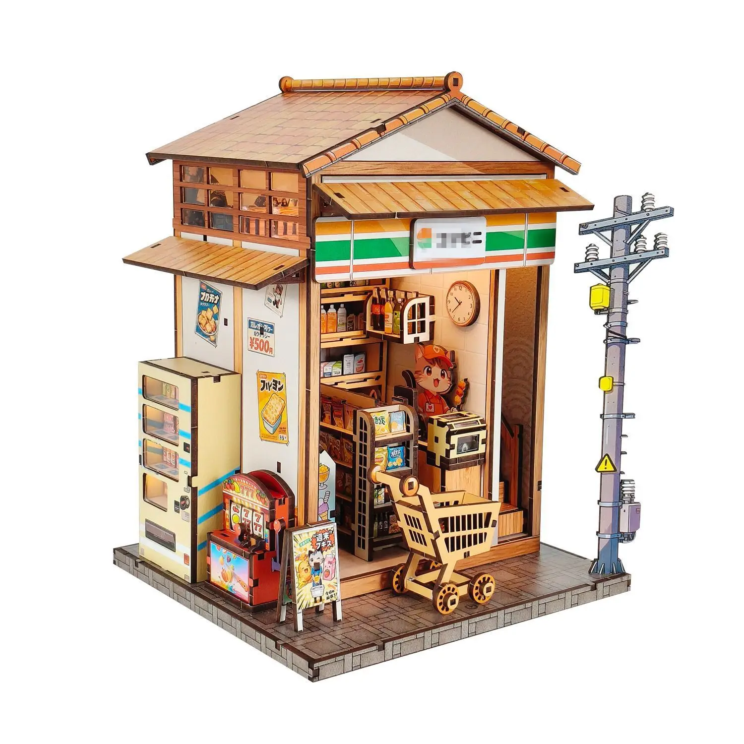 Sakura Vine Alley japonais bricolage dépanneur modèle Miniature 3D-artisanat d'assemblage créatif, ornement stéréo artistique de décoration pour la maison