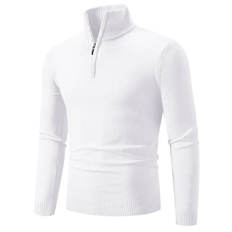 Pull à col roulé en coton pour hommes, pulls à demi-fermeture éclair, vêtements de survêtement monochromes, vêtements d'hiver chauds, nouveau