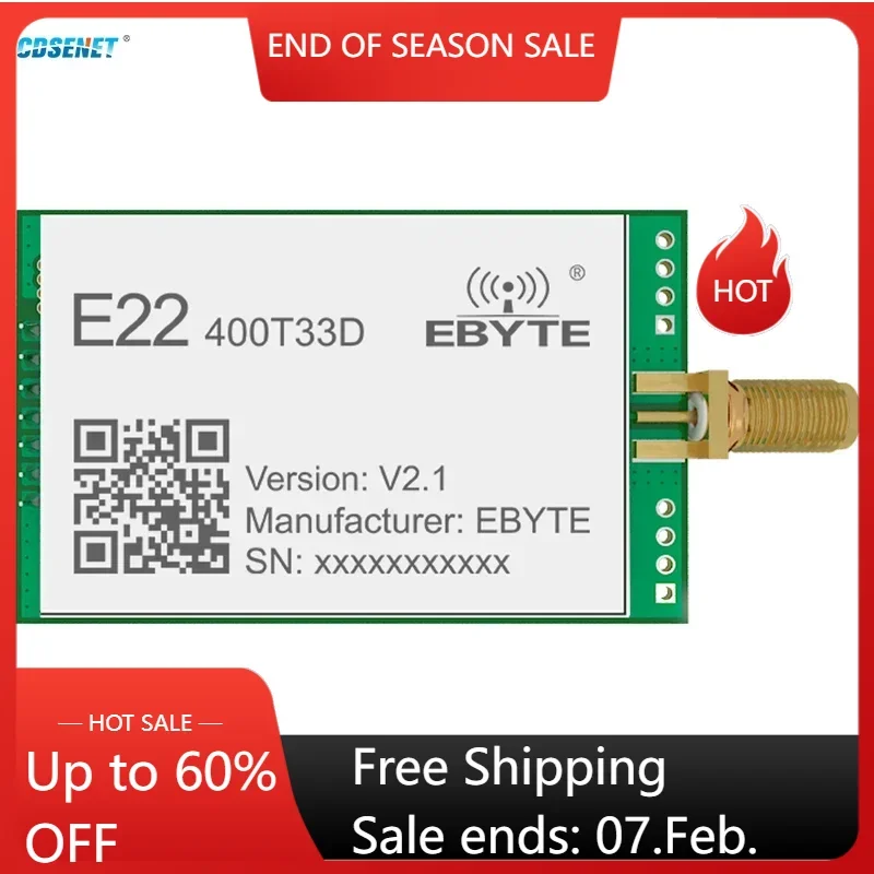 Lora RF Wireless DIP Module 433MHz 470MHz CDSENET E22-400T33D-V2 33dbm Long Distance 16km Antenna Interface SMA-K