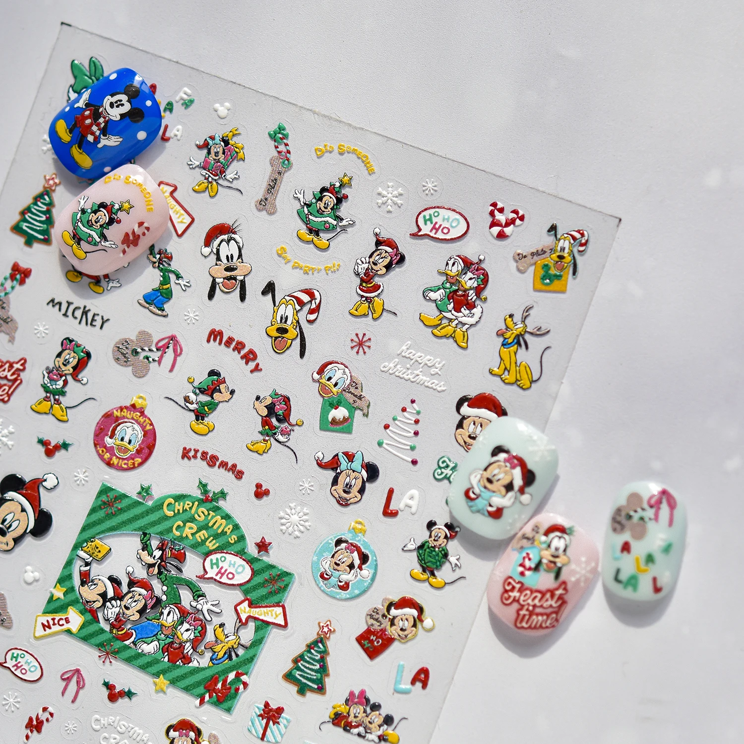 디즈니 크리스마스 스타일 네일 스티커 네일 아트 액세서리 귀여운 애니메이션 미키와 미니 네일 스티커 크리스마스 장식
