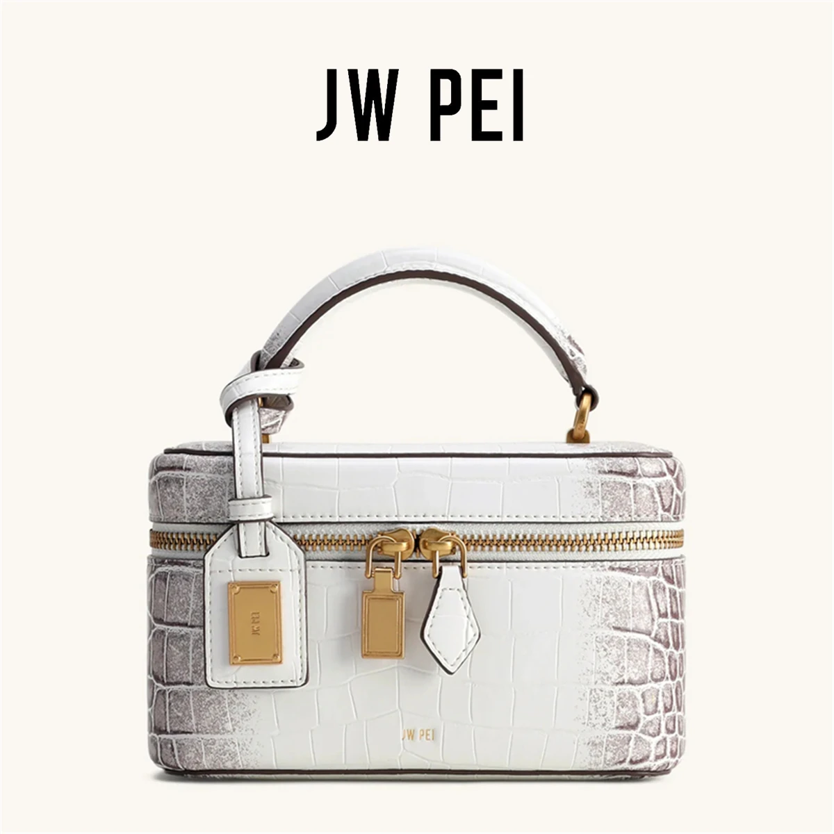 

JW PEI Croc Embossed Small Box Bag French Exquisite Shoulder Handbag for Women Elegant Crossbody Purse Daily Commute Party Use