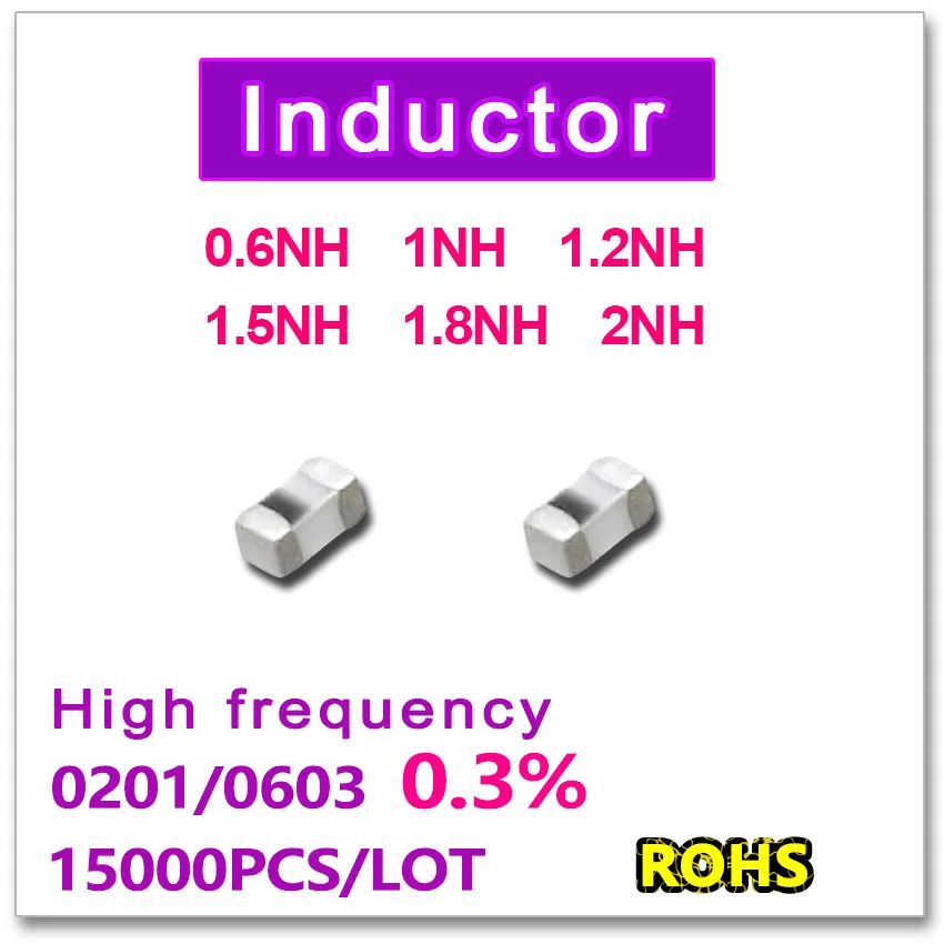 JASNPROSMA 0201 0603 15000PCS SMD High Frequency Inductor 0.3% 0.6NH 1NH 1.2NH 1.5NH 1.8NH 2NH New high quality