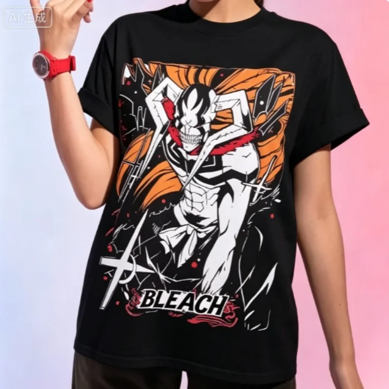 BLEACH Ichigo Vasto Lorde T Shirt Men Women Anime Tee Manga Print Harajuku Streetwear Casual Short Sleeve Unisex T-shirt Top