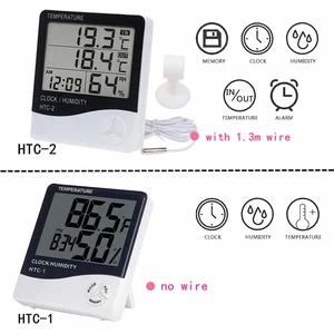 LCD Elektronische digitale Feuchtigkeitsmessertemperatur, Heimthermometer, Higrometer, Innen- und Außenmeteorologische Station, Uhr, HTC-1, HTC-2 8 Hauptverkaufsthermometer Zeit - №4