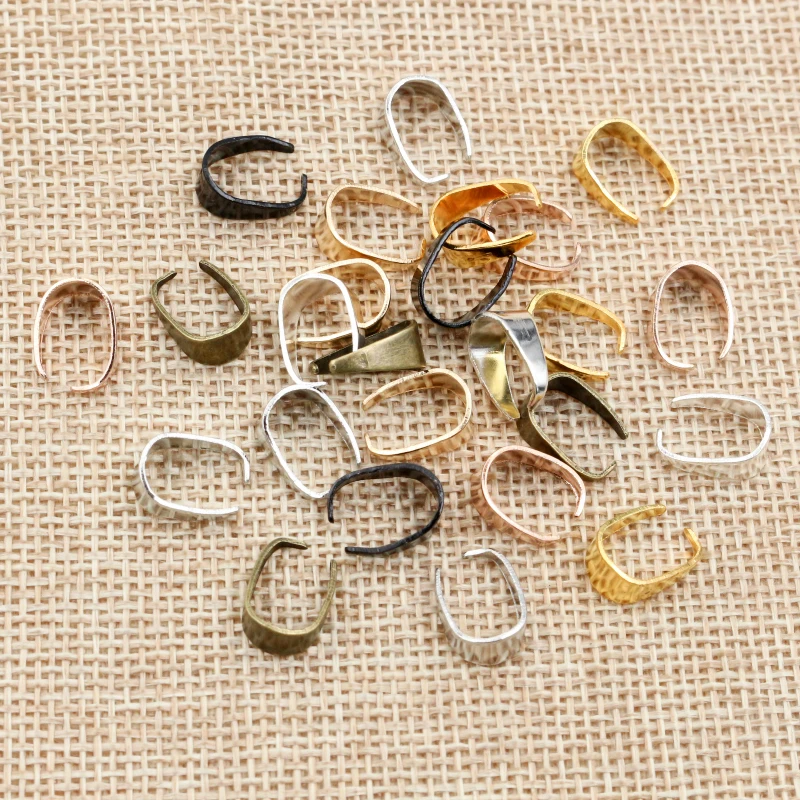 50 unids/lote de ganchos colgantes de hierro sin costura Pinch Bail broches hebilla encanto collar gancho conector para hacer joyas DIY bandeja de camafeo