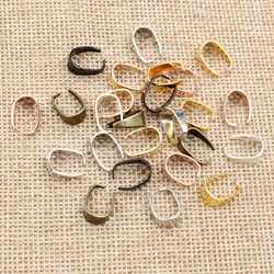 50pcs/lot Stianless Iron Pendant Clips Pinch Bail Clasps Buckle Charm Necklace Hook Connector For DIY Jewelry Making Cameo Tray