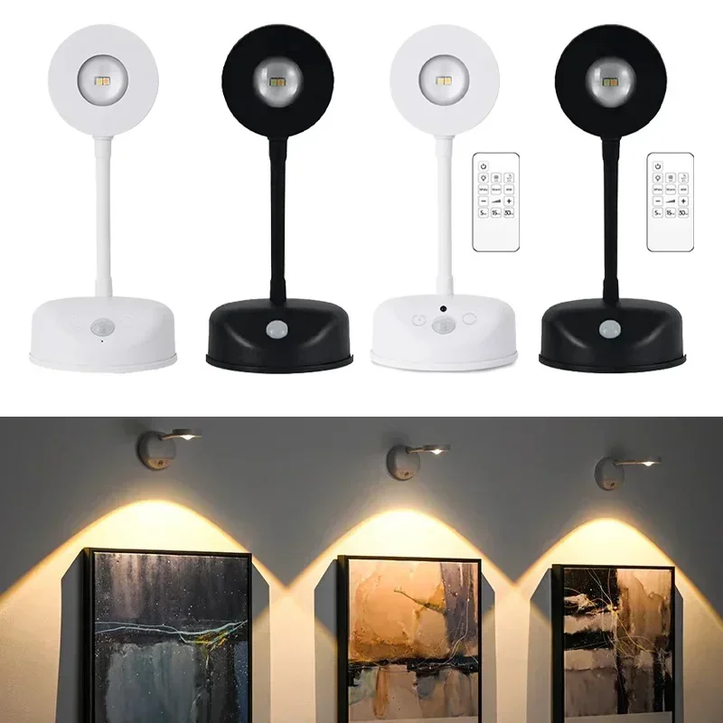 

Rechargeable Wiring-Free Indoor Wall Light Spotlight Smart Led Human Body Sensor Light with Remote Control Photo Reading Light