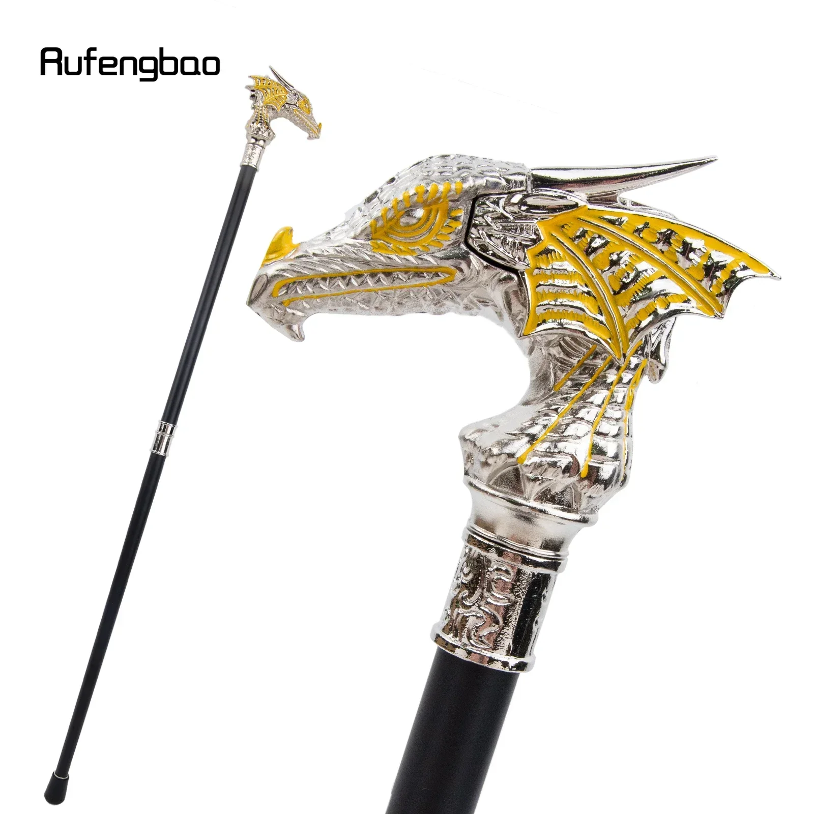 

Golden White Luxury Dragon Head Walking Cane Fashion Decorative Walking Stick Gentleman Elegant Cosplay Cane Knob Crosier 94cm