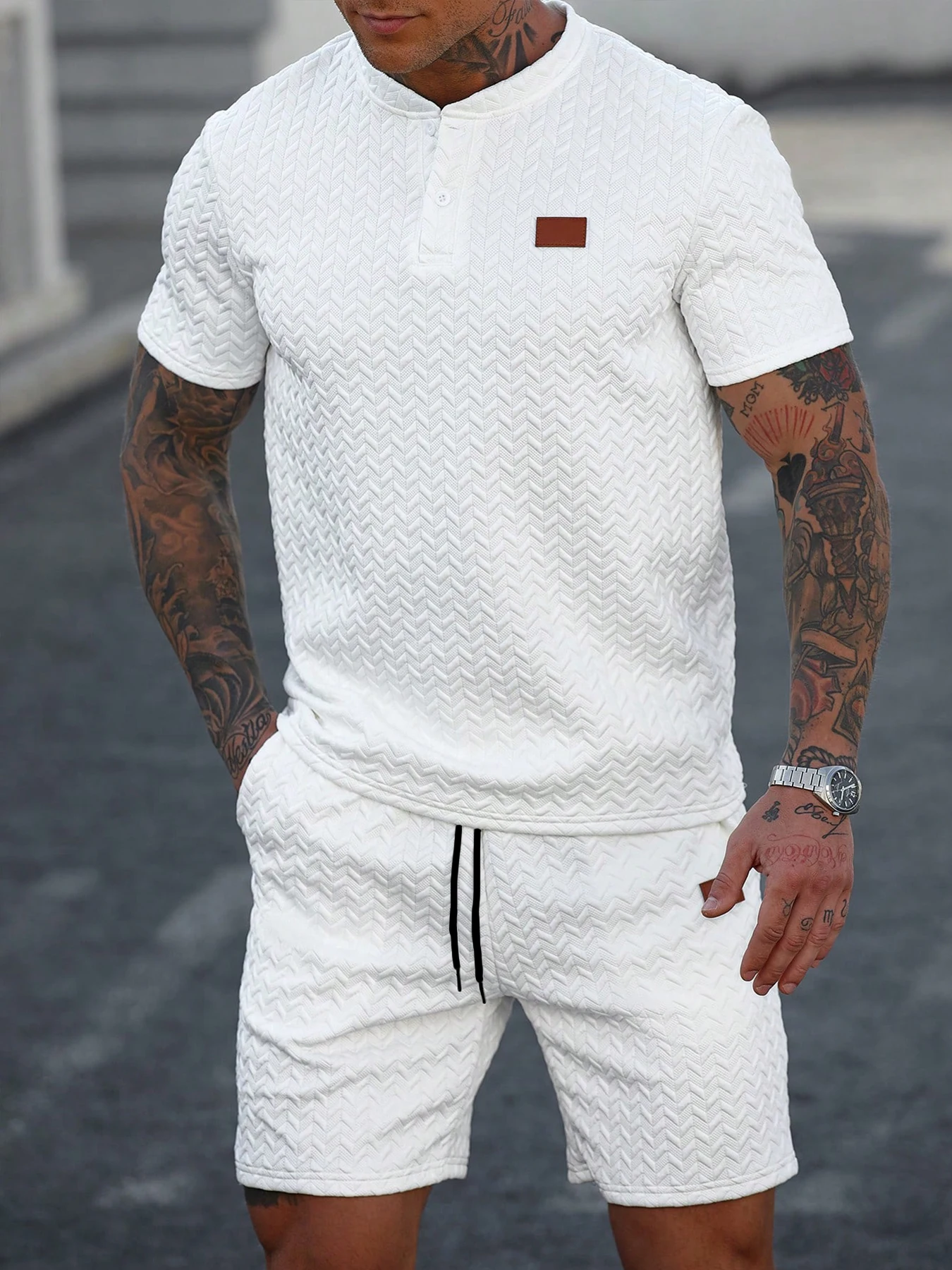 New Summer Casual Sports Shorts: Featuring a knitted, slightly stretchy jacquard design, these solid-color shorts offer a simple - view 5
