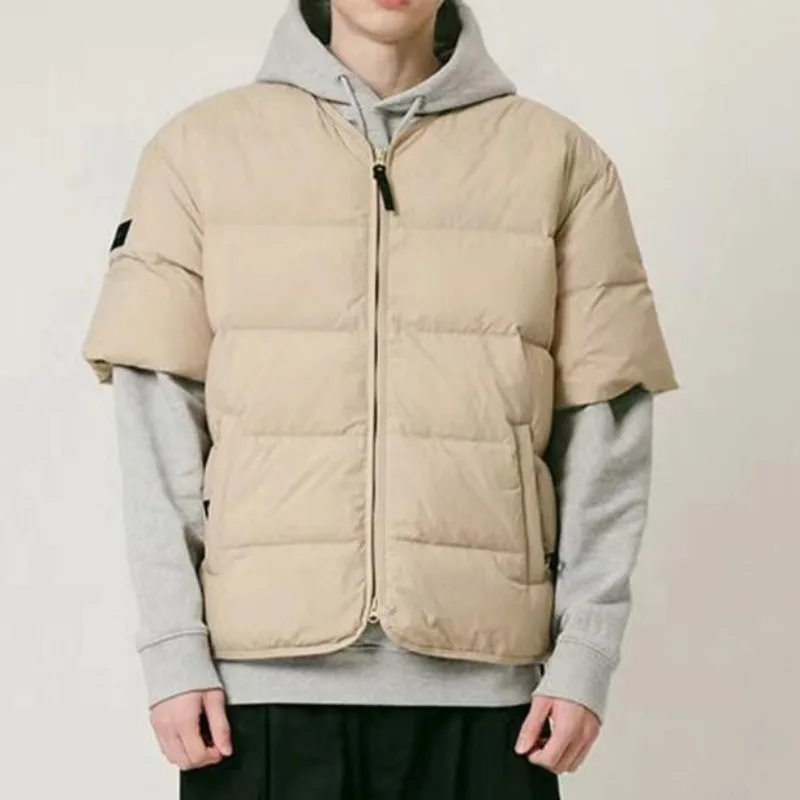اليابانية زوجين قصيرة الأكمام القطن وسادة مبطنة لخريف شتاء جديد دافئ ياقة سستة سترة سترات الرجال ملابس خارجية عصرية #5
