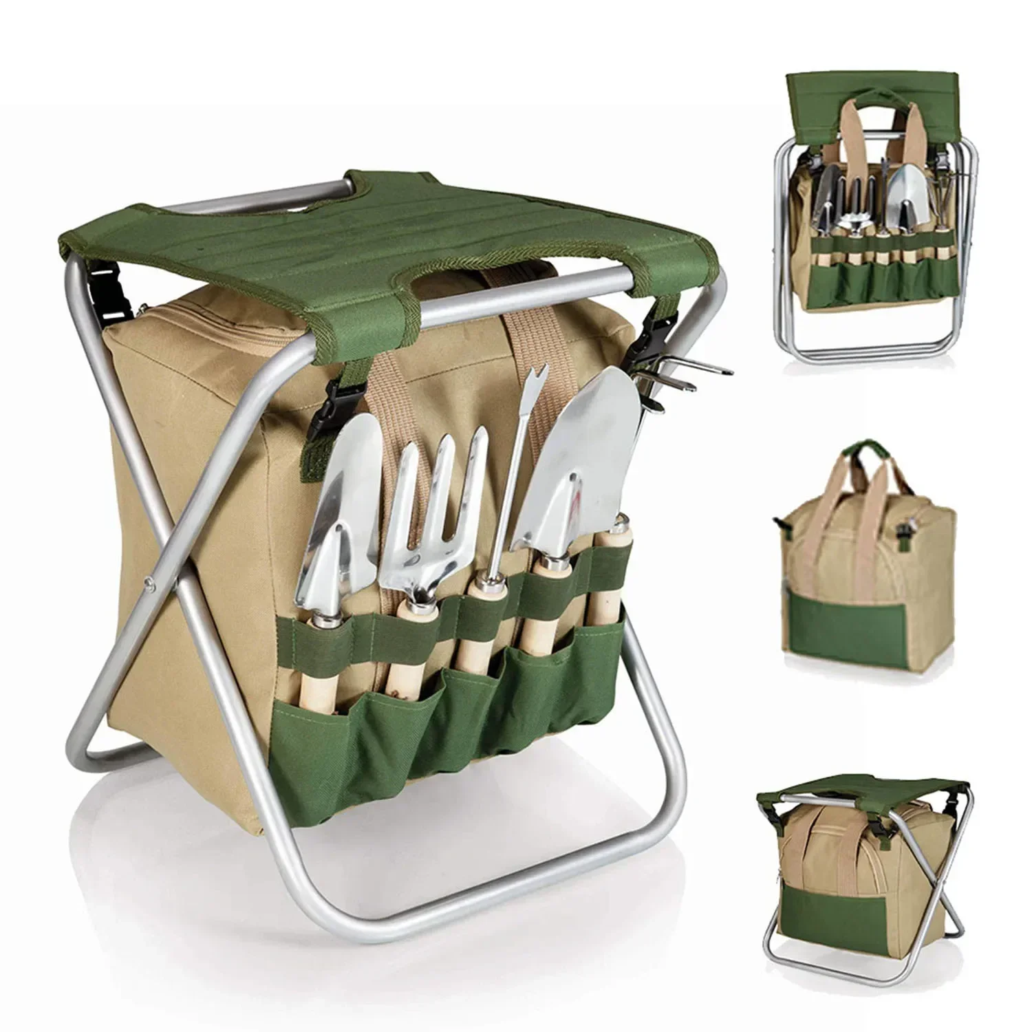 

Gardening folding chairs,Garden Stool with Detachable Storage Tote Bag,Portable Multifunctional Chair with Tools Organizer