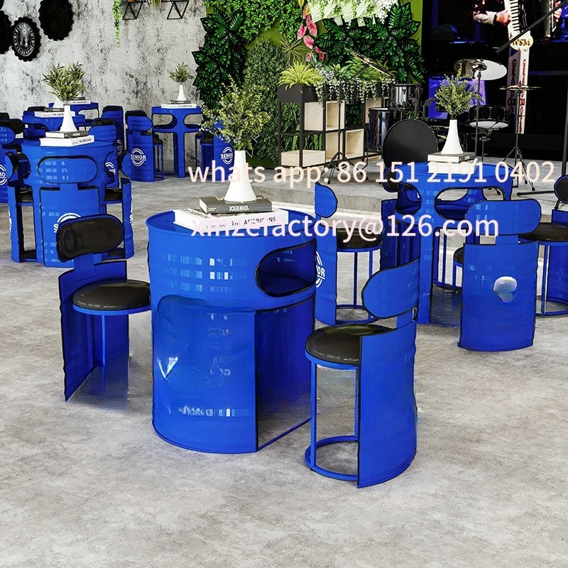 

Customizable industrial style milk tea shop commercial street outdoor table and chair combination