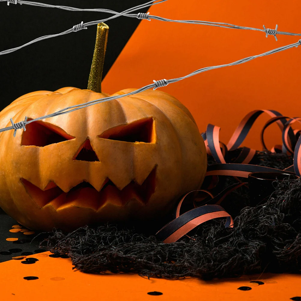 2Pcs Halloween Barbed Wire Plastic Gothic Chain Prank Decoration Haunted House Fake Barbed Wire Garland