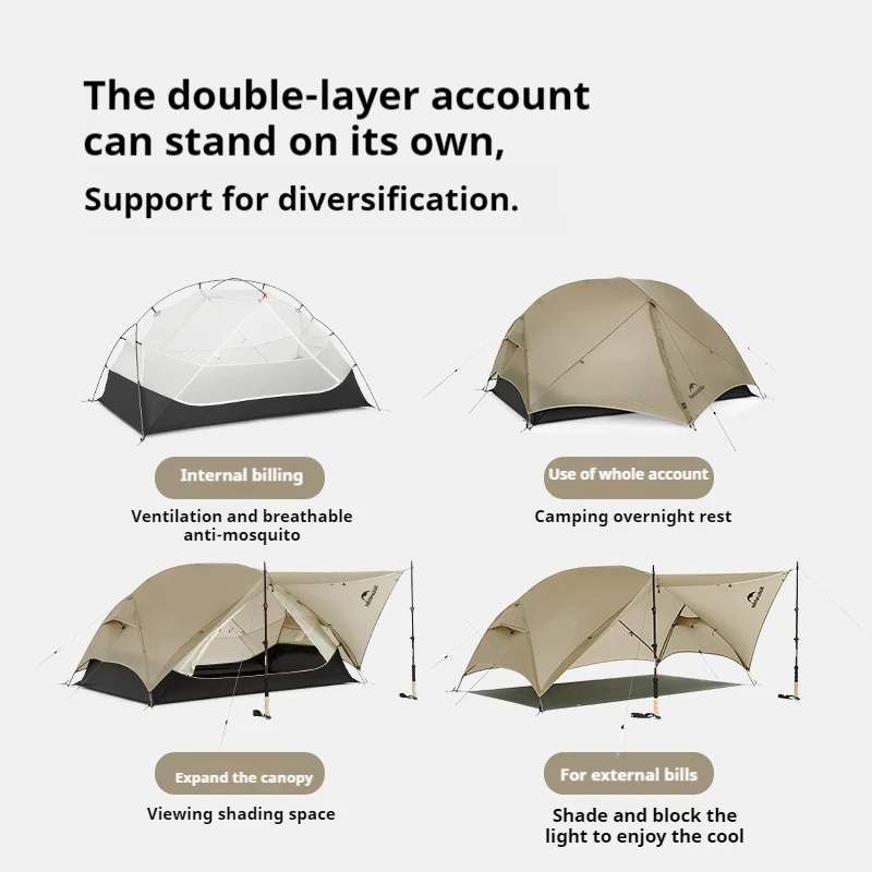 Naturehike 2025 Mongar UL Camping Tent 1-2 People 15D Nylon 3 Season Tent Waterproof Ultralight Portable Outdoor Tent With Mat