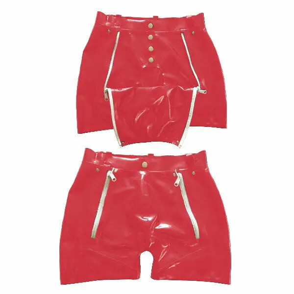 

100% Gummi Latex Rubber Sexy Red Boxer Shorts Dekoration schwarz Zipper S-XXL