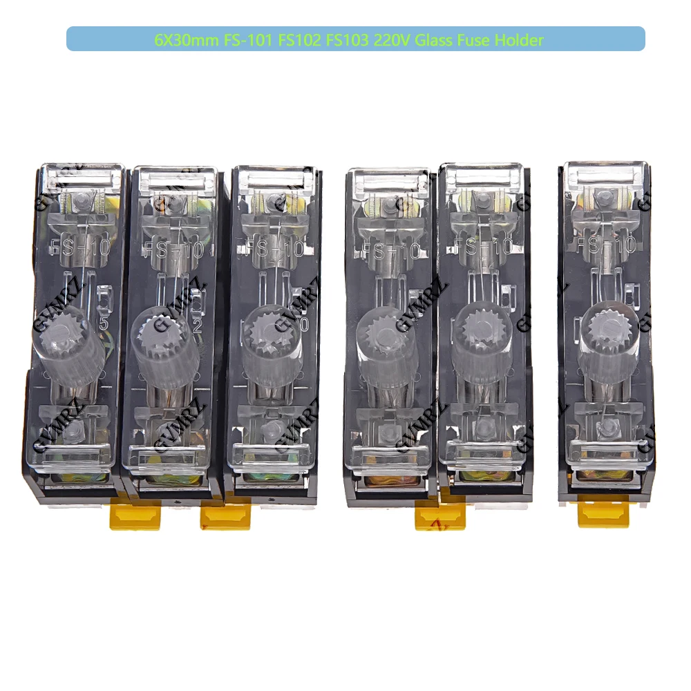 6X30mm FS-101 FS102 FS103 220V Glass Fuse Holder Din Rail Mount Single Pole 6*30 Fuse Casing