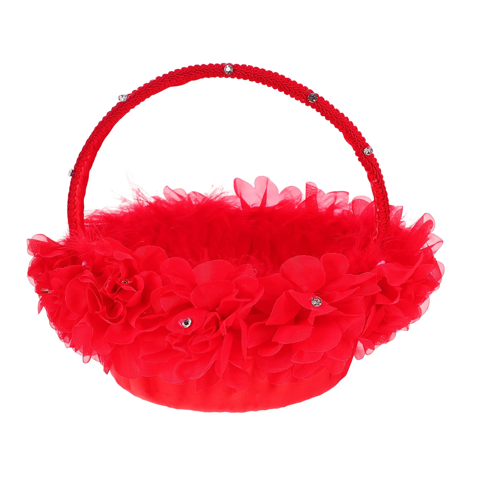 

1 шт. Ручная корзина для цветов, романтичная кружевная свадебная корзина, идеально подходит для лепестков роз, украшений для свадебных вечеринок