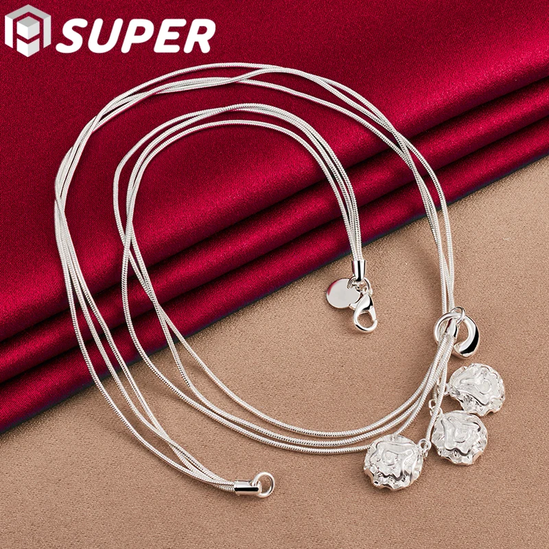 

Женское ожерелье из серебра 925 пробы, с тремя цветами розы