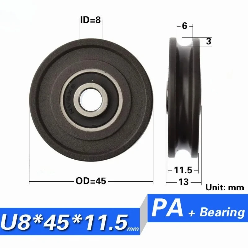 Inner Hole 8mm608 Plastic Coated Bearing Pulley U-shaped Sheave
